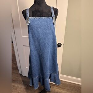 Anthropologie Pilcro Square-Neck Denim Mini Dress overall